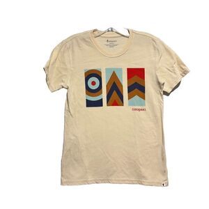 Cotopaxi Womens Casual Graphic T-Shirt Beige XS Short‎ Sleeve Crew Neck